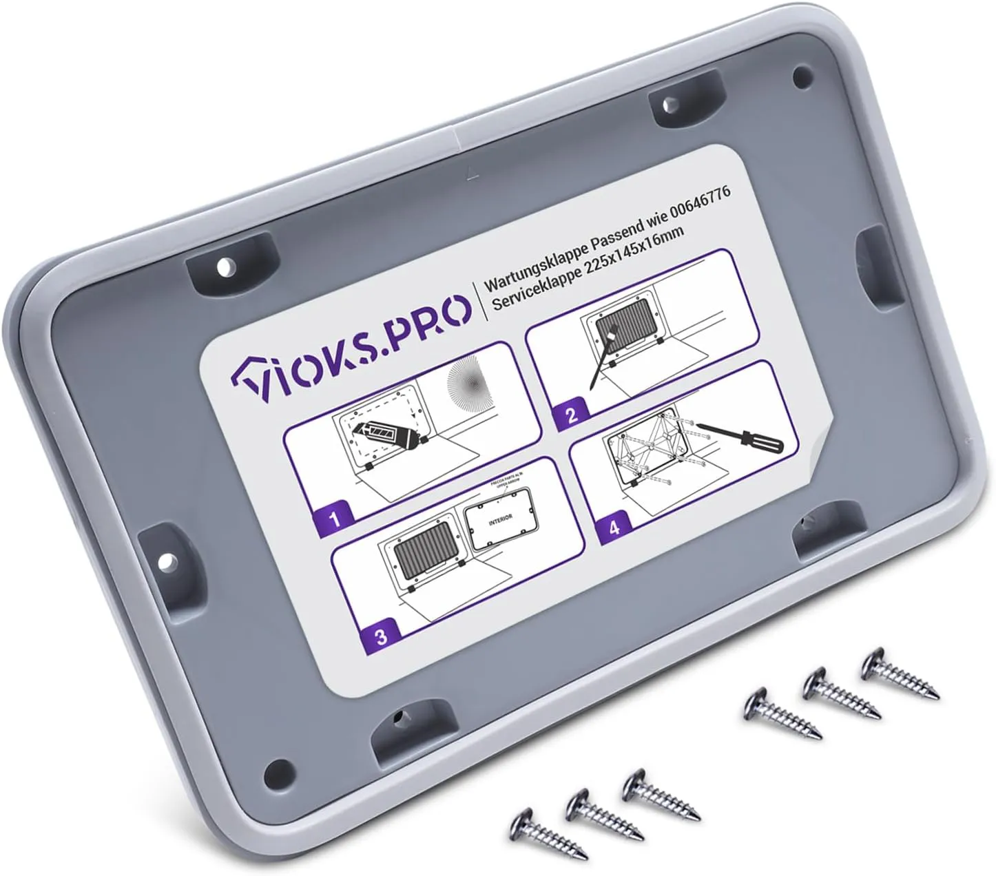 Bild von Vioks.pro Serviceklappe für Bosch und Siemens Wäschetrockner mit 6 Schrauben als Ersatz für Artikelnummer 00646776