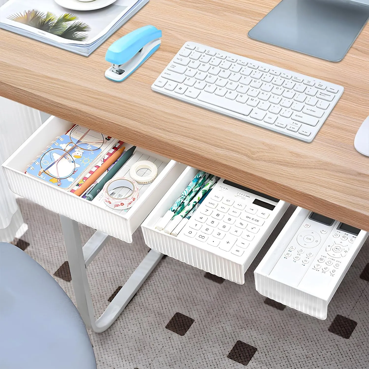 Bild von VIPNAJI Schubladen Organizer Set mit 3 selbstklebenden Aufbewahrungsboxen für Schreibtisch und Schminktisch