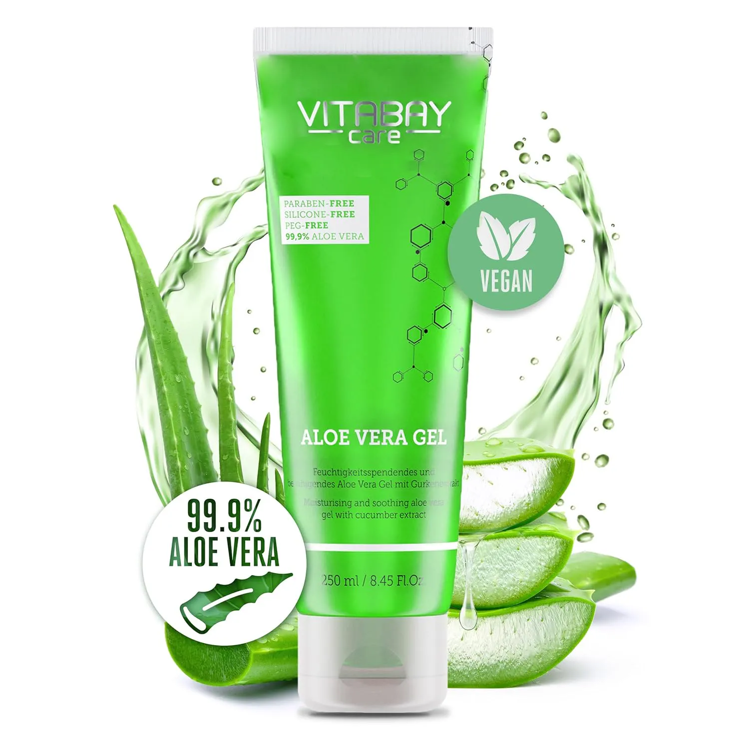 Bild von Vitabay Aloe Vera Gel 250ml für Gesicht und After Sun Pflege