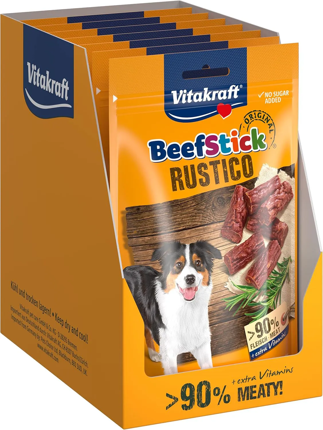 Bild von Vitakraft Beef Stick Rustico Hundeleckerli ohne Zucker, 7 Packungen à 55 Gramm