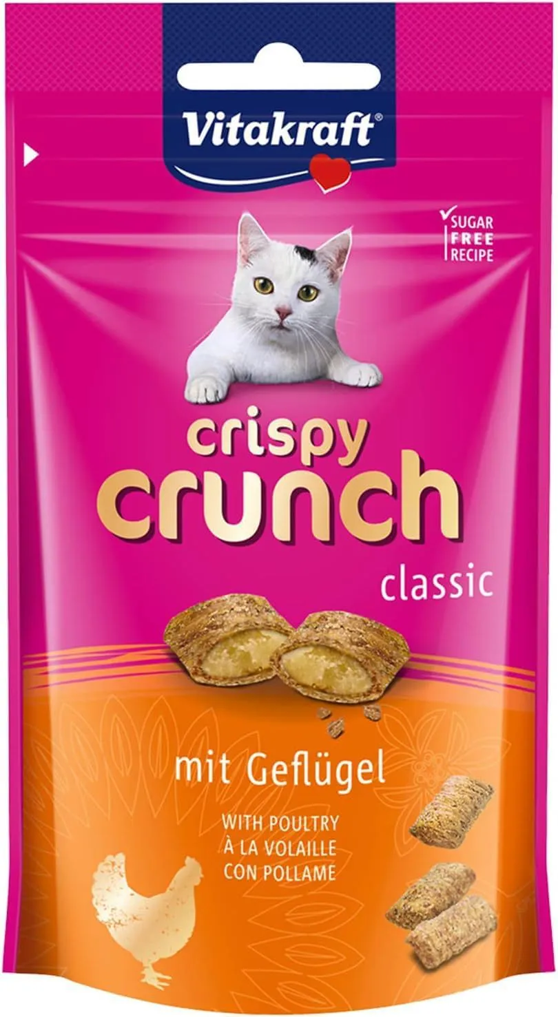 Bild von Vitakraft Crispy Crunch Katzensnack mit Geflügel in 60g Packung, zuckerfrei