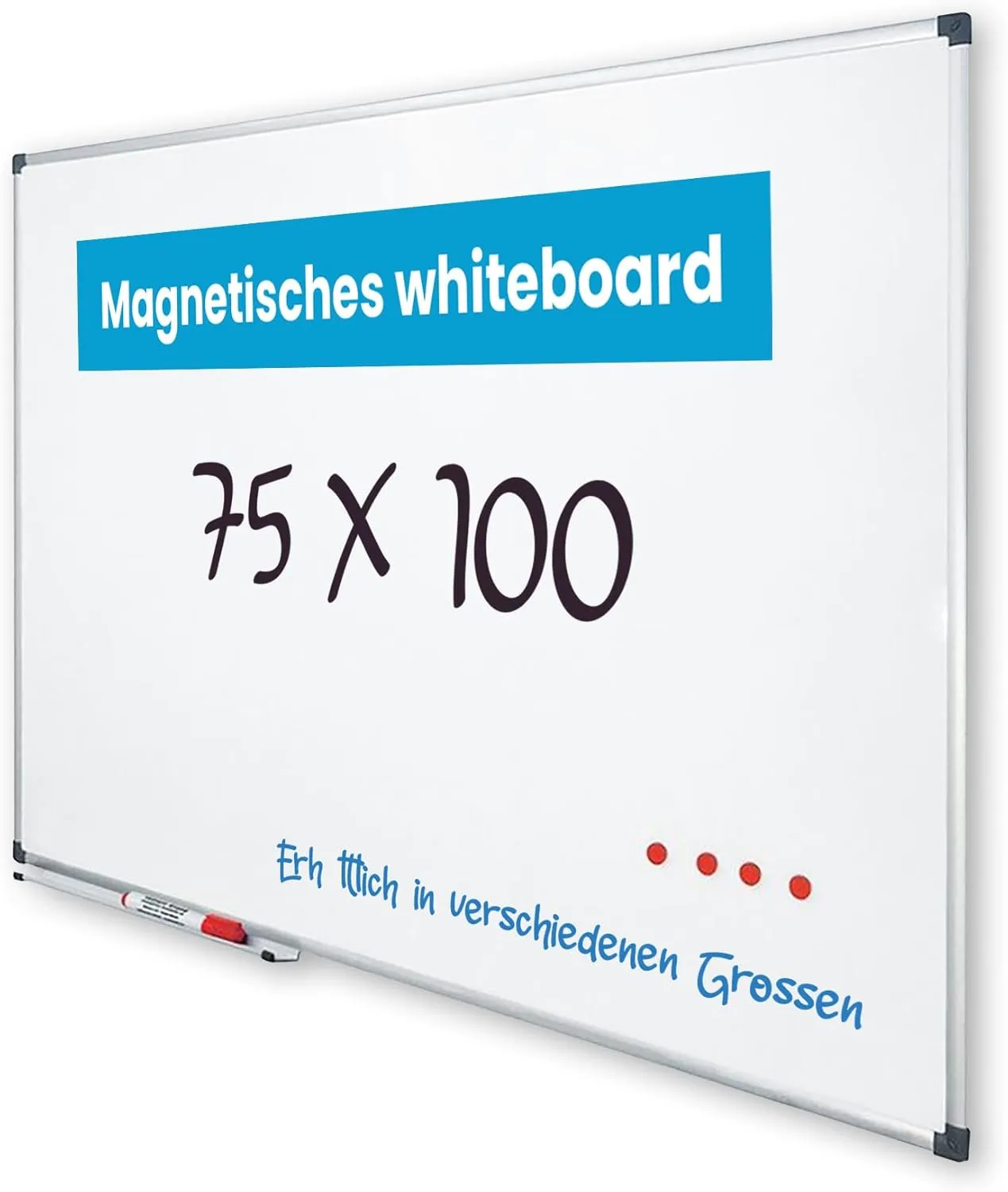 Bild von Vivol Eco Magnettafel 75x100 cm mit Aluminiumrahmen und Stiftablage, magnetisch und beschreibbar