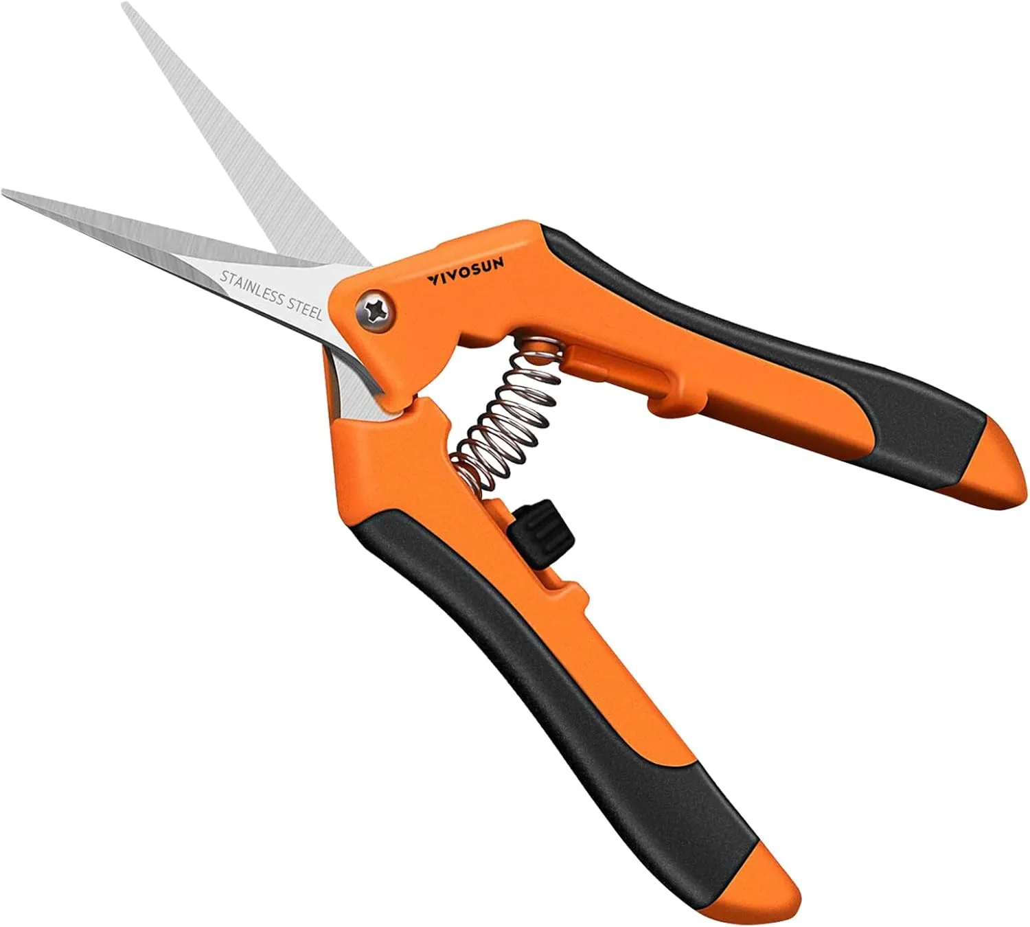 Bild von VIVOSUN Gartenschere 17 cm mit ergonomischen Griffen und Titan-Antihaftbeschichtung in Orange