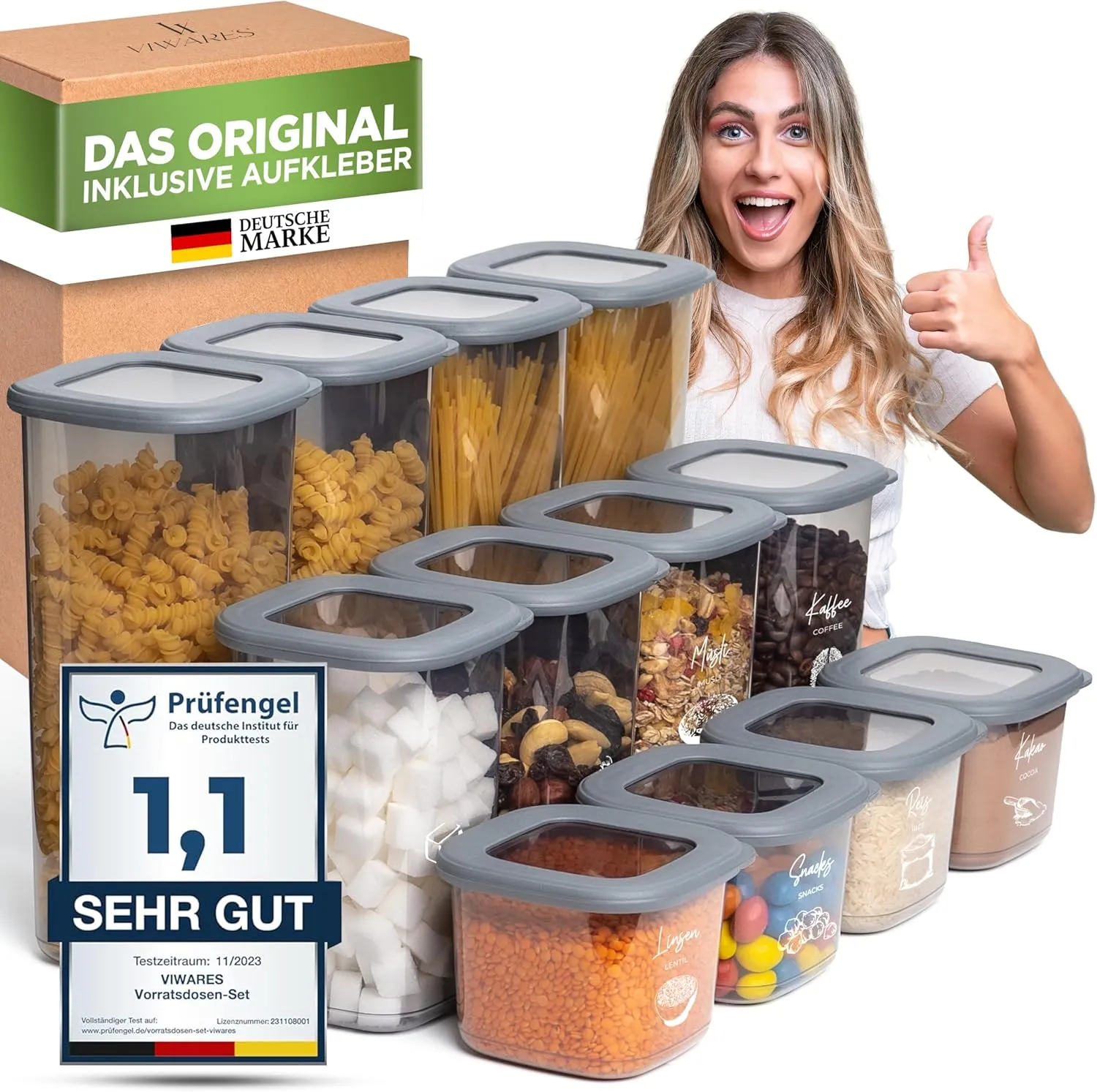 Bild von Viwares 12er Set luftdichte Vorratsdosen BPA-frei für die Aufbewahrung von Lebensmitteln in der Küche