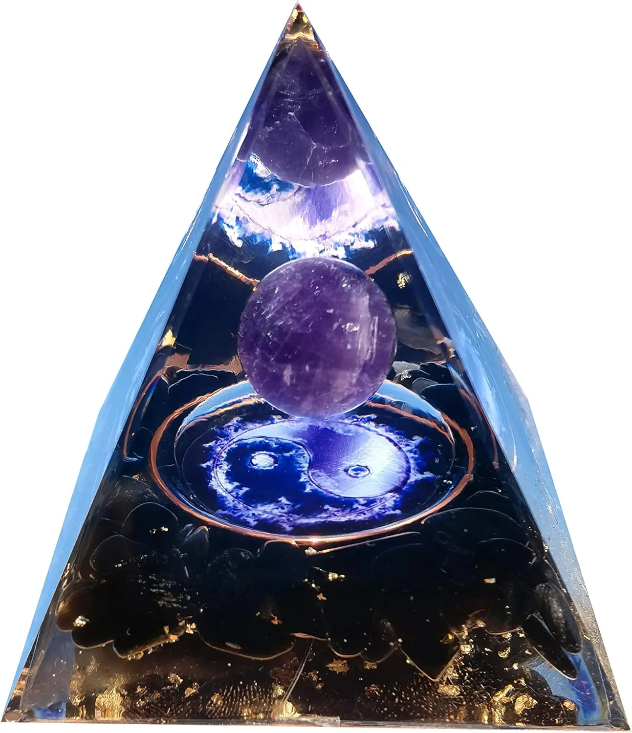 Bild von VNSTKWW 7 Chakra Orgonit Pyramide mit Amethyst für Reiki Healing und Feng Shui Dekoration, 6 cm