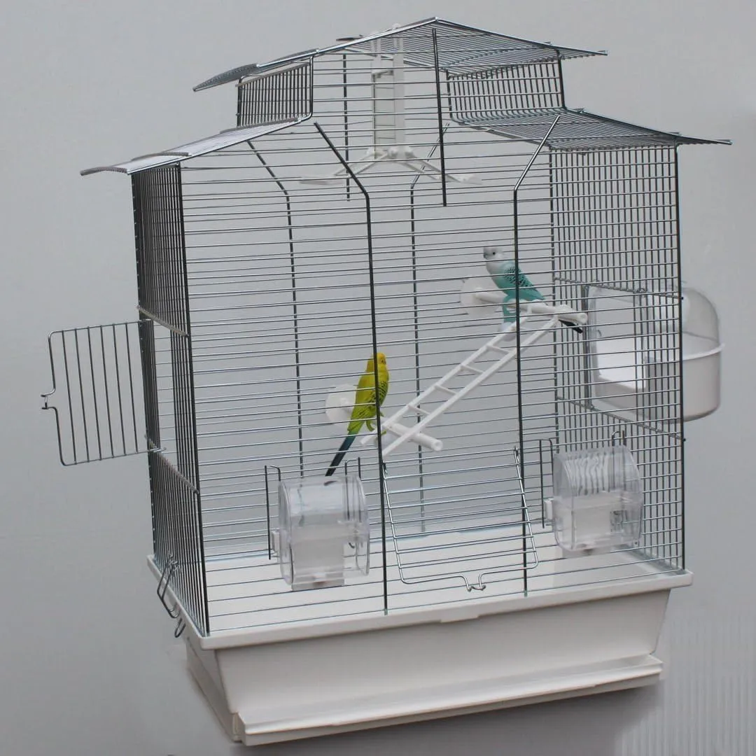 Bild von Vogelkäfig IZA 2 II in Weiß für Wellensittiche und Kanarienvögel mit einer Höhe von 60 cm