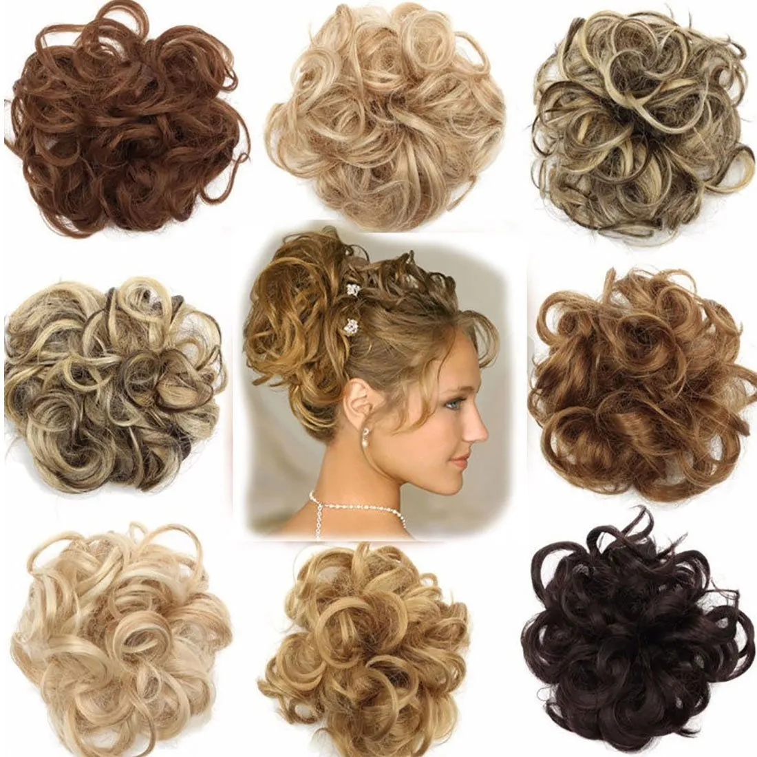 Bild von VOLUMINÖS Haarverlängerung Scrunchie in dunkelblonder und graublonder Mischung