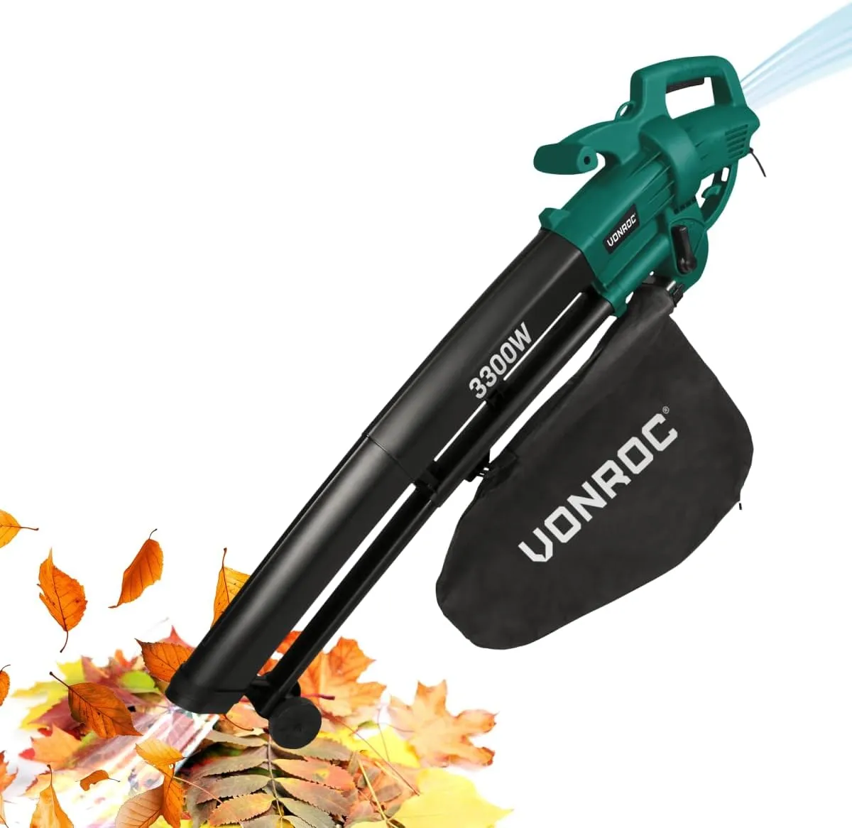 Bild von VONROC Elektro Laubsauger mit 3300 Watt und 3 in 1 Funktion, inklusive 40 Liter Sammelbeutel