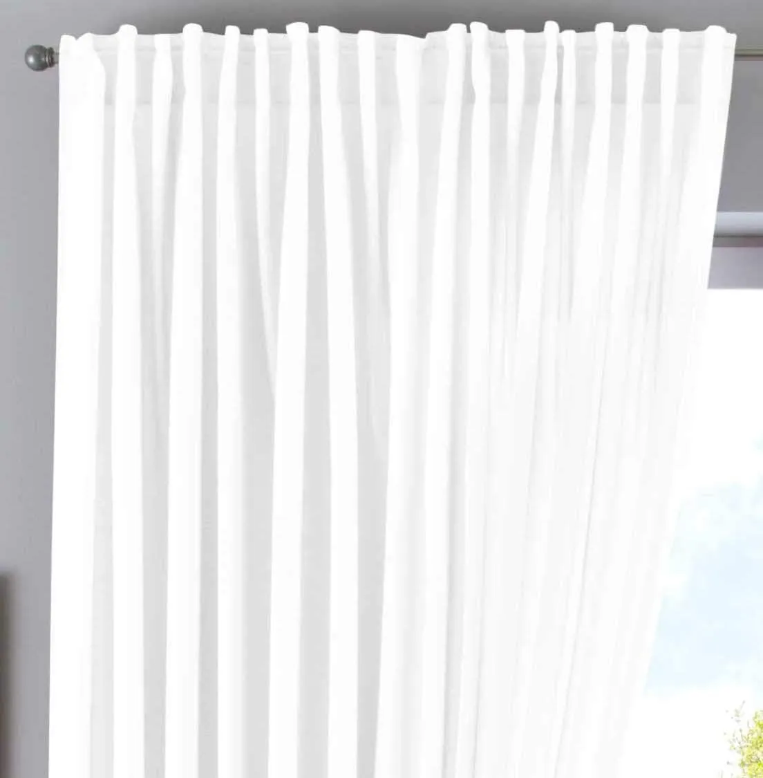 Bild von Vorhang JENA mit verdeckten Schlaufen in Weiß, 250x300 cm, blickdicht und in Leinenoptik, inkl. Gardinenband und Raffhalter, Artikelnummer 2019037