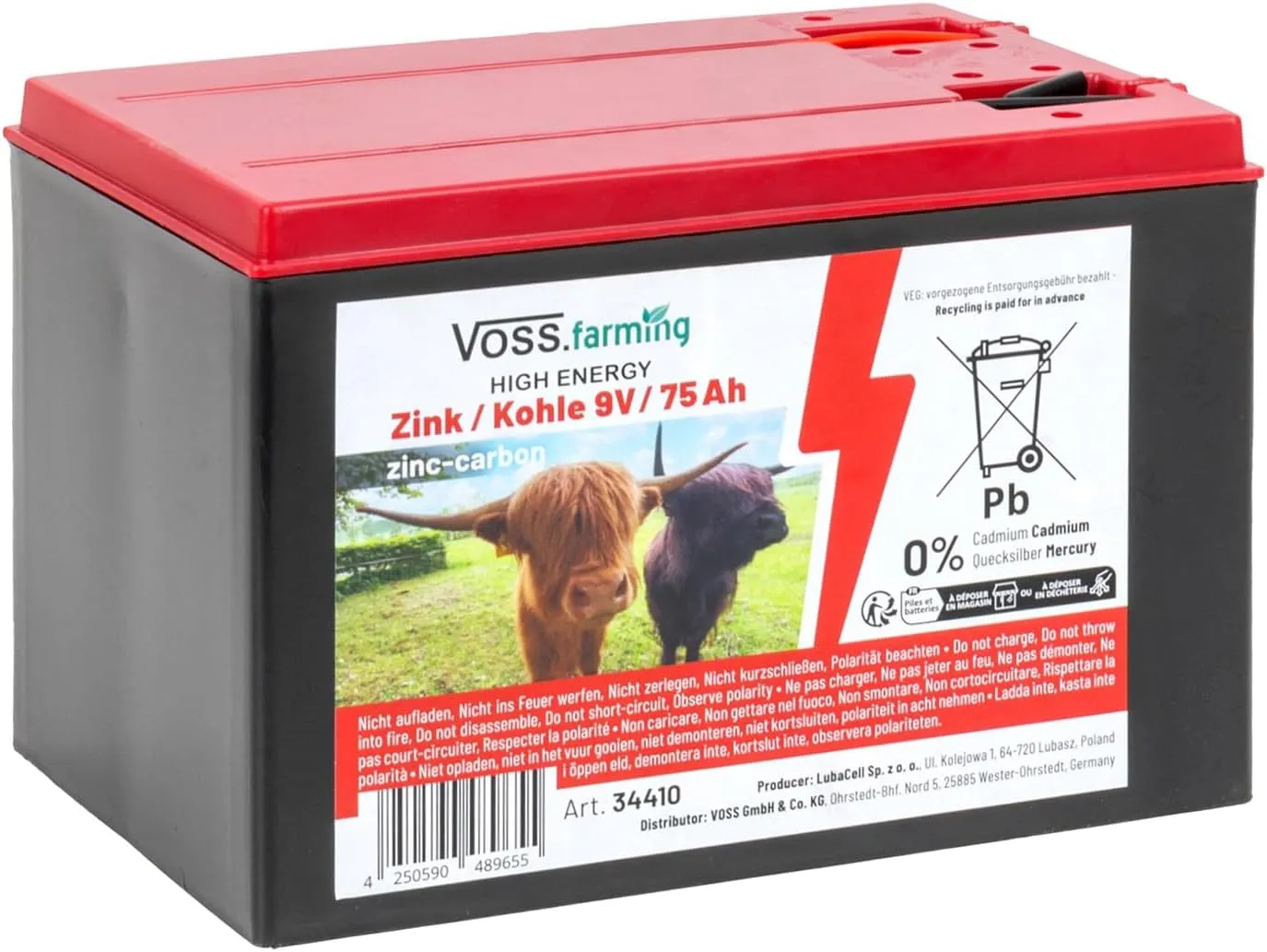 Bild von VOSS.farming 9V Zink Kohle Weidezaunbatterie mit 75Ah