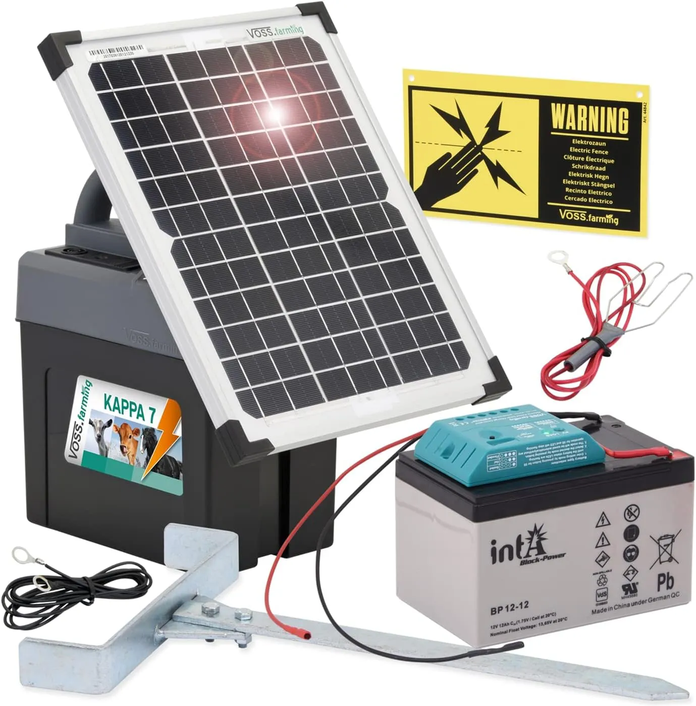 Bild von VOSS.farming Solar Duo Weidezaungerät mit 12 Watt, 12V und 9V Solar sowie zusätzlichem 12V Akku