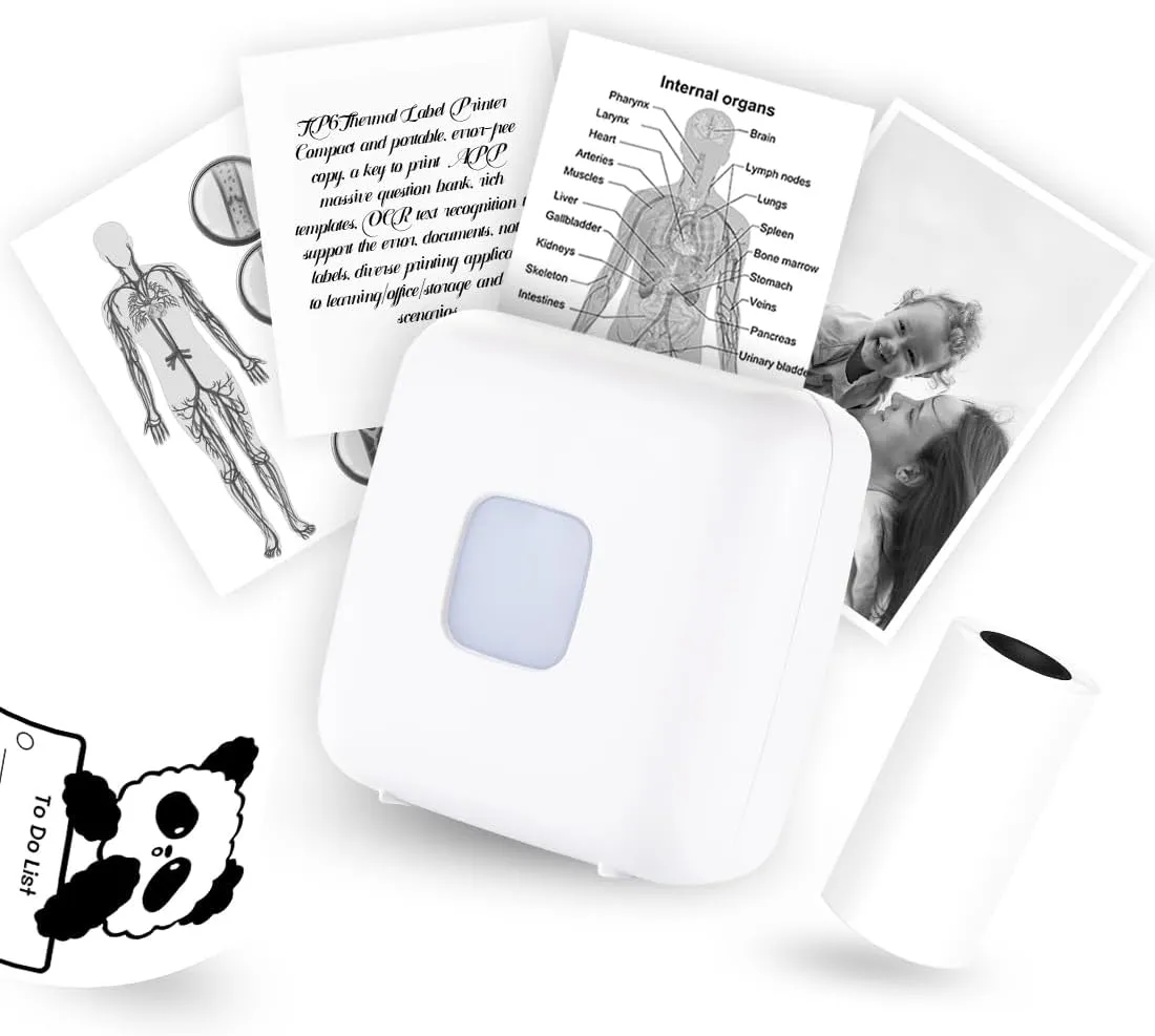 Bild von vretti Mini-Thermo-Etikettendrucker mit 300 DPI, kabellos und kompatibel mit Android und iOS, ideal für Notizen und Reisen
