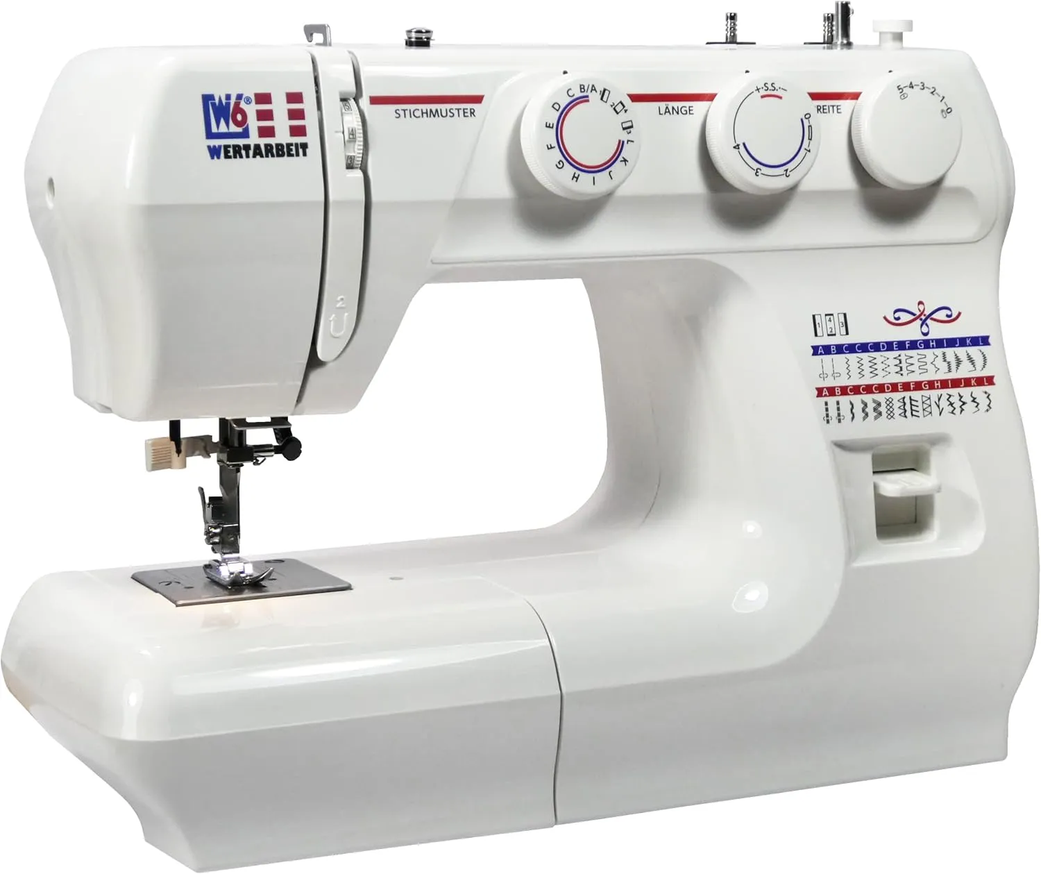 Bild von W6 Wertarbeit Nähmaschine N 1235/61 mit Freiarm und 29 Programmen in Weiß