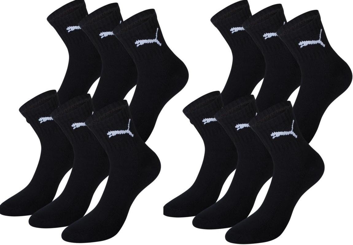 Bild von PUMA 12 Paar Socken Short Crew Sportsocken Tennis Socken Gr. 35-49 Unisex, Farbe:200 - black, Socken & Strümpfe:47-49