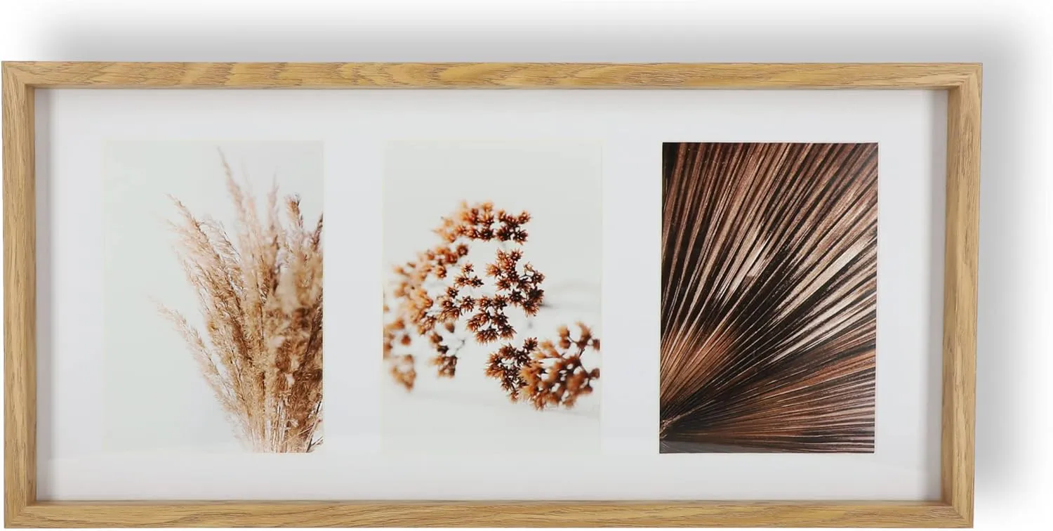 Bild von Wackadoo Holz Bilderrahmen für 3 Fotos aus FSC Holz mit Passepartout und Glasscheibe für Bilder in 13 x 18 cm
