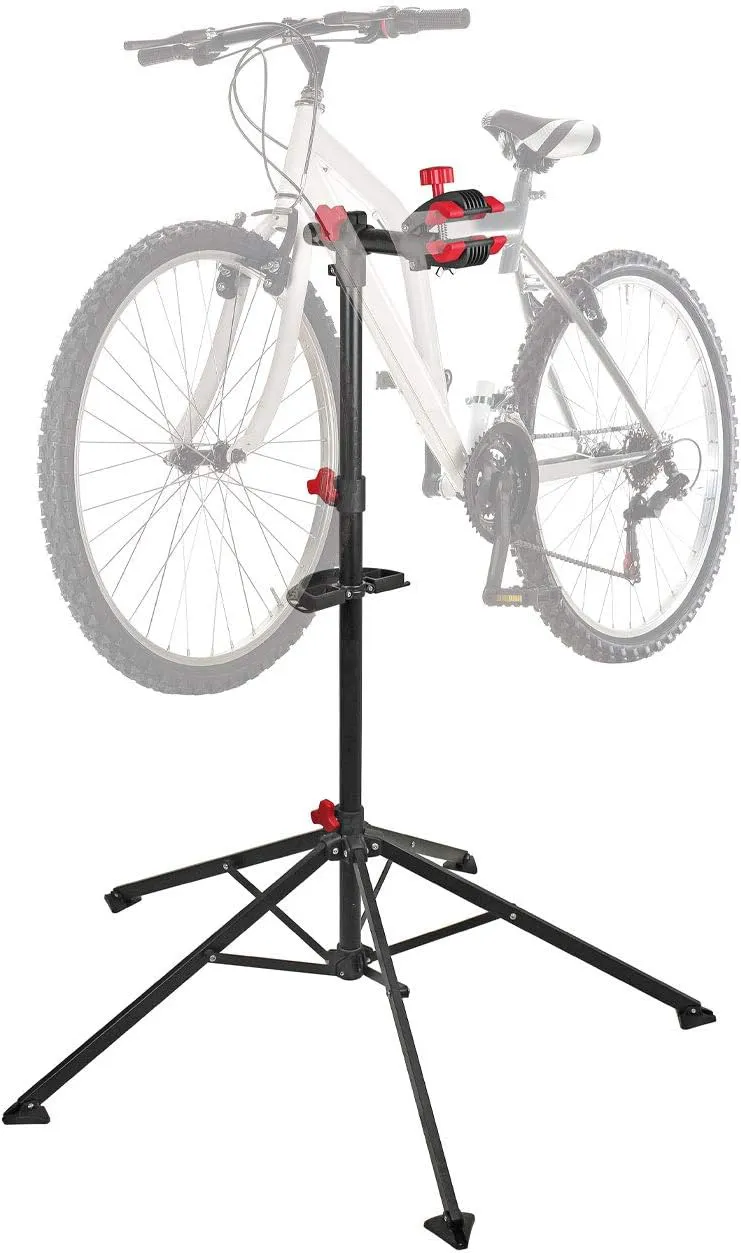 Bild von WALTER Fahrrad Reparaturständer mit klappbarem Design, belastbar bis 30 kg und individuell einstellbarer Arbeitshöhe von 108 cm bis 190 cm, inklusive Ablage für Schrauben und Werkzeuge