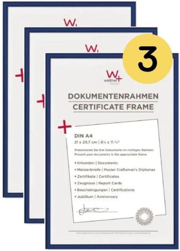 Bild von Walther Design KV130L3 Bilderrahmen im 3er Pack in Blau, Größe 21x29,7 cm DIN A4