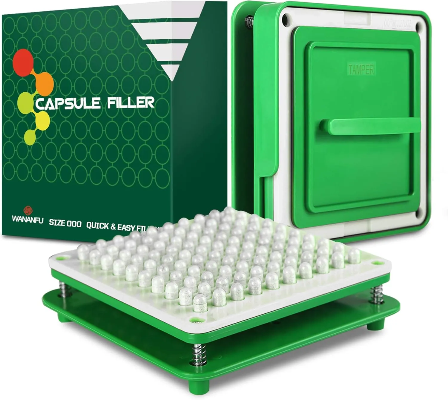 Bild von WANANFU Kapselfüller Größe 000 mit 100 Löchern und Anleitung für Gelatine oder vegetarische Kapseln