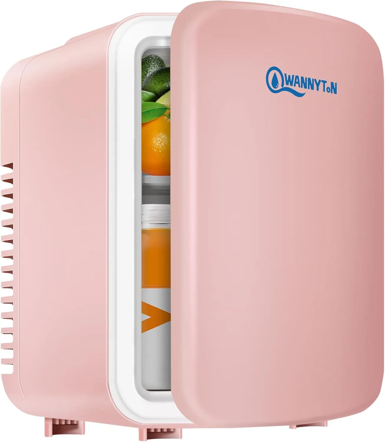 Bild von WANNYTON Mini Kühlschrank mit 4 Litern und Kühl- sowie Heizfunktion, tragbar für Zimmer, Auto und Büro, in Rosa