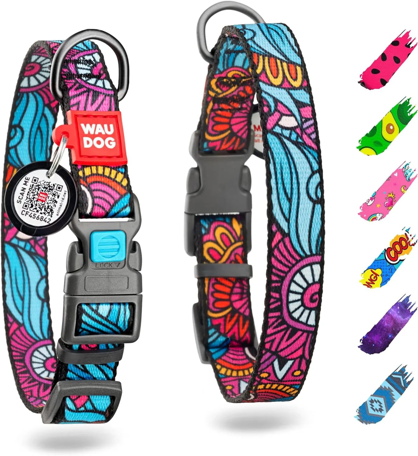 Bild von WAUDOG Nylon Halsband für Hunde, verstellbar mit digitaler Hundemarke