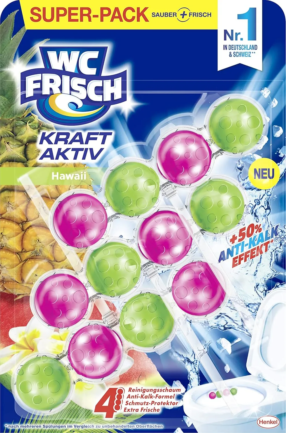 Bild von WC FRISCH Kraft Aktiv Duftspüler Hawaii mit 150 g für langanhaltenden frischen Duft und 50 Prozent Anti-Kalk Effekt