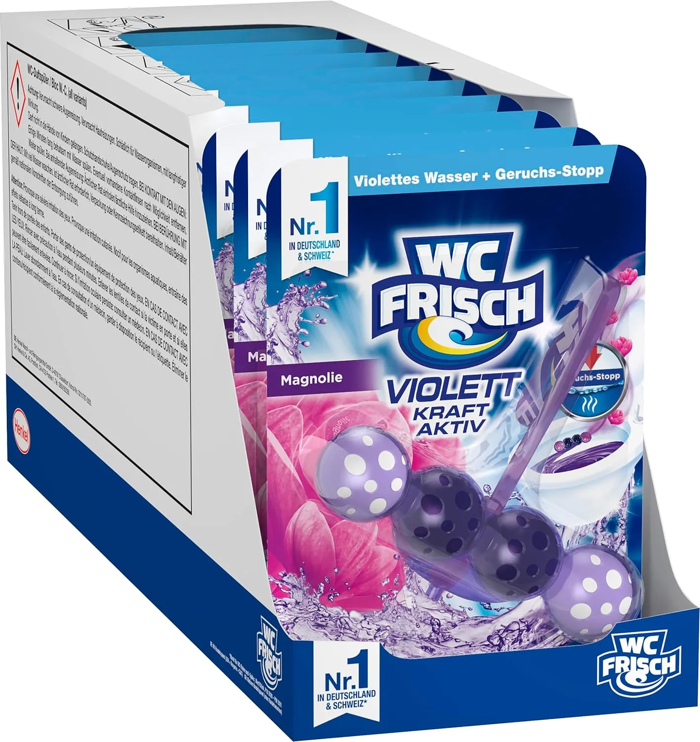 Bild von WC FRISCH Kraft Aktiv Violettspüler Magnolie im 10er Pack für intensive Reinigung und Duft