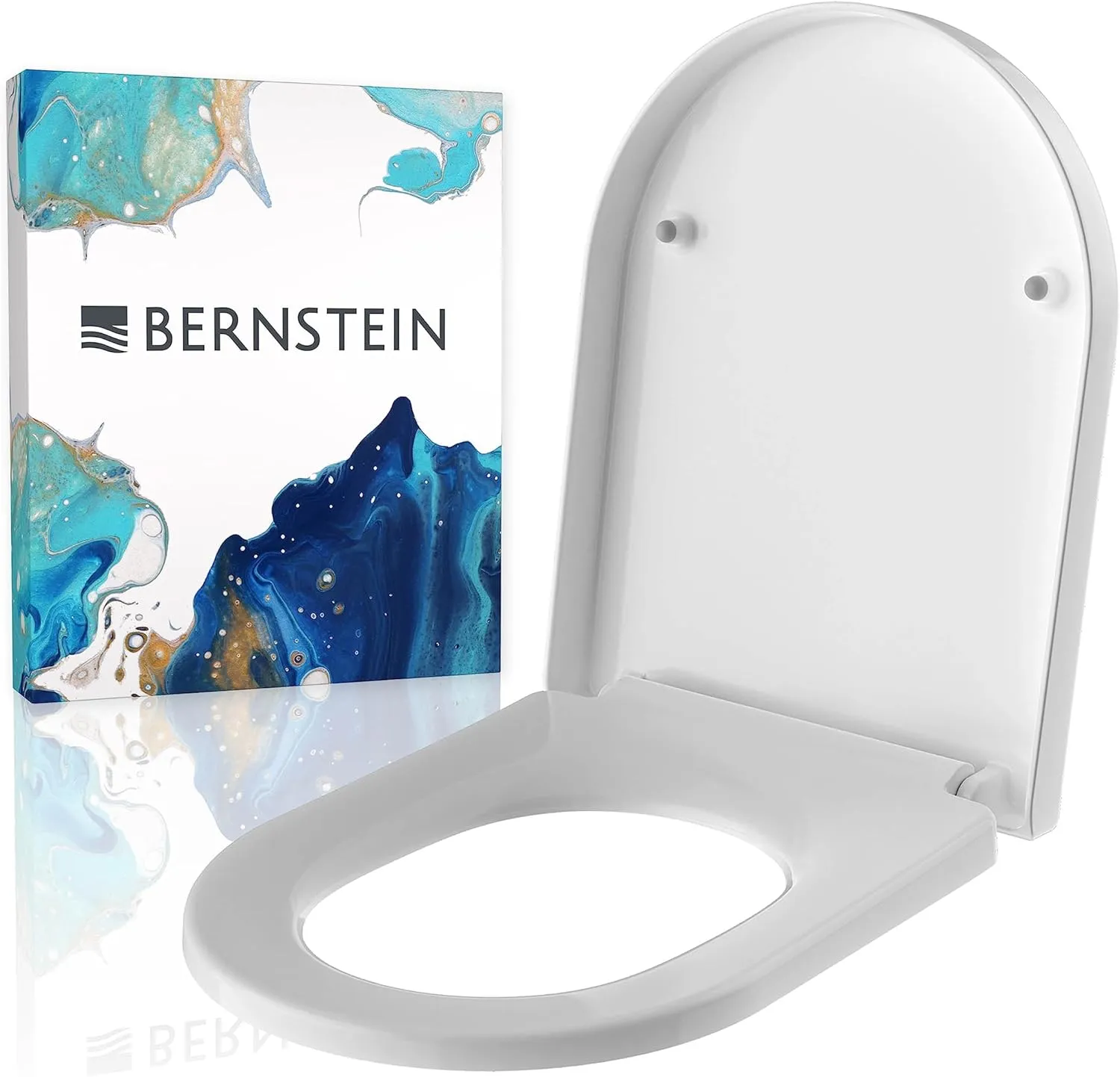 Bild von WC-Sitz U1002 in Weiß mit Absenkautomatik, abnehmbar, aus Duroplast, D-Form und Edelstahlbefestigung
