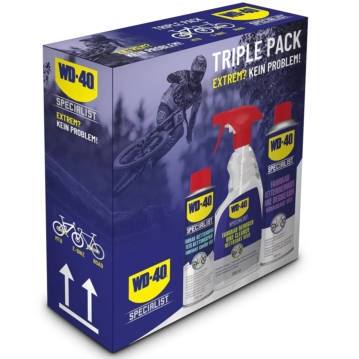 Bild von WD-40 Bike Pflegeset mit Kettenspray 250ml, Reiniger 500ml und Kettenreiniger 500ml