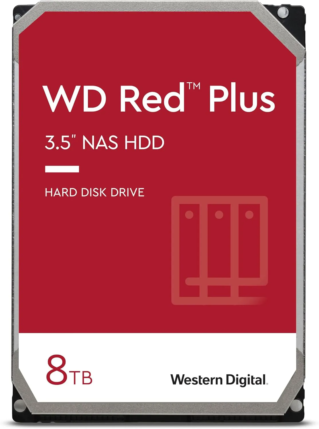 Bild von WD Red Plus interne Festplatte mit 8 TB für NAS-Systeme, 3,5 Zoll, 128 MB Cache und 185 MB/s Übertragungsrate