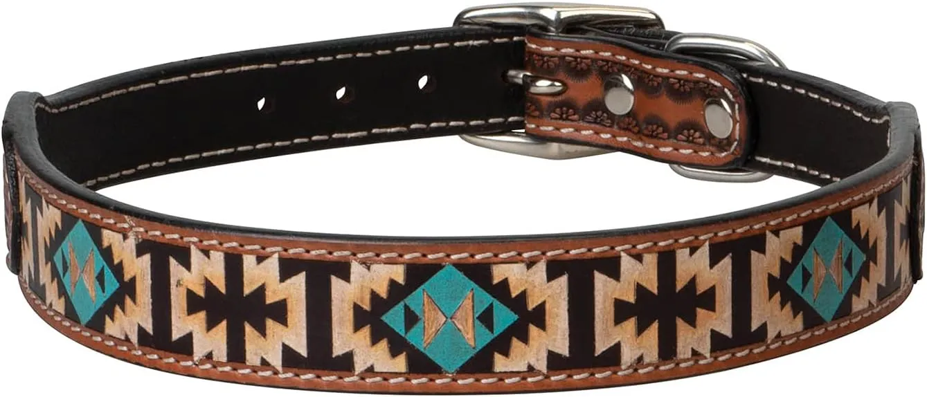 Bild von Weaver Pet Azteken Lederhalsband aus hell geöltem Leder