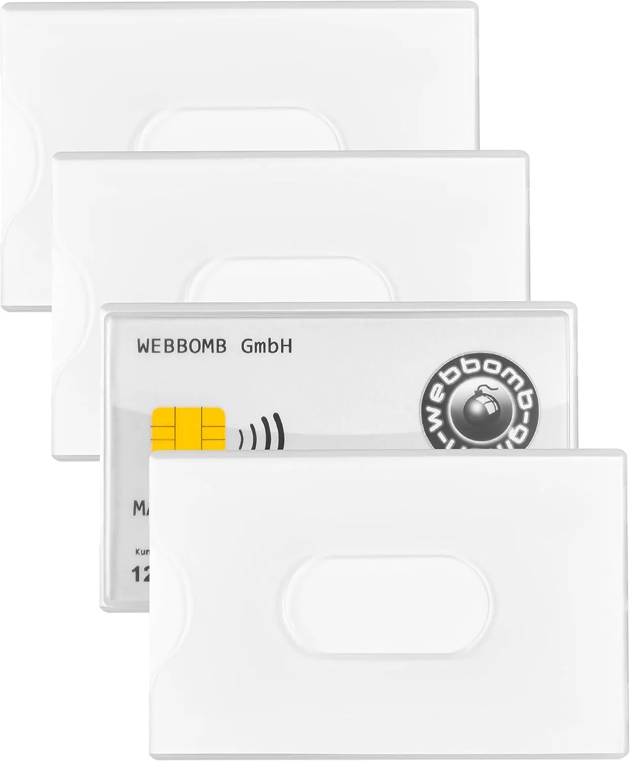 Bild von webbomb 4er Set robuste Ausweis Karten Schutzhüllen mit Daumenausschub für EC und Kreditkarten, transparent
