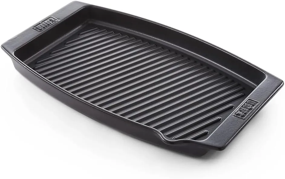 Bild von Weber Keramik Grillpfanne 47 x 28 cm mit Antihaftoberfläche und Ausgussöffnung, hitzebeständig und spülmaschinenfest