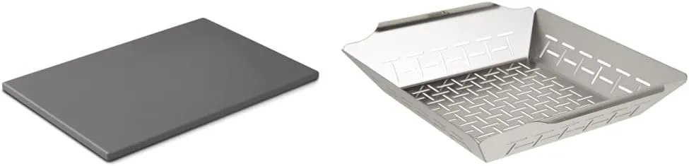 Bild von Weber Pizzastein 30 x 44 cm in Schwarz und Deluxe Grillkorb 6434