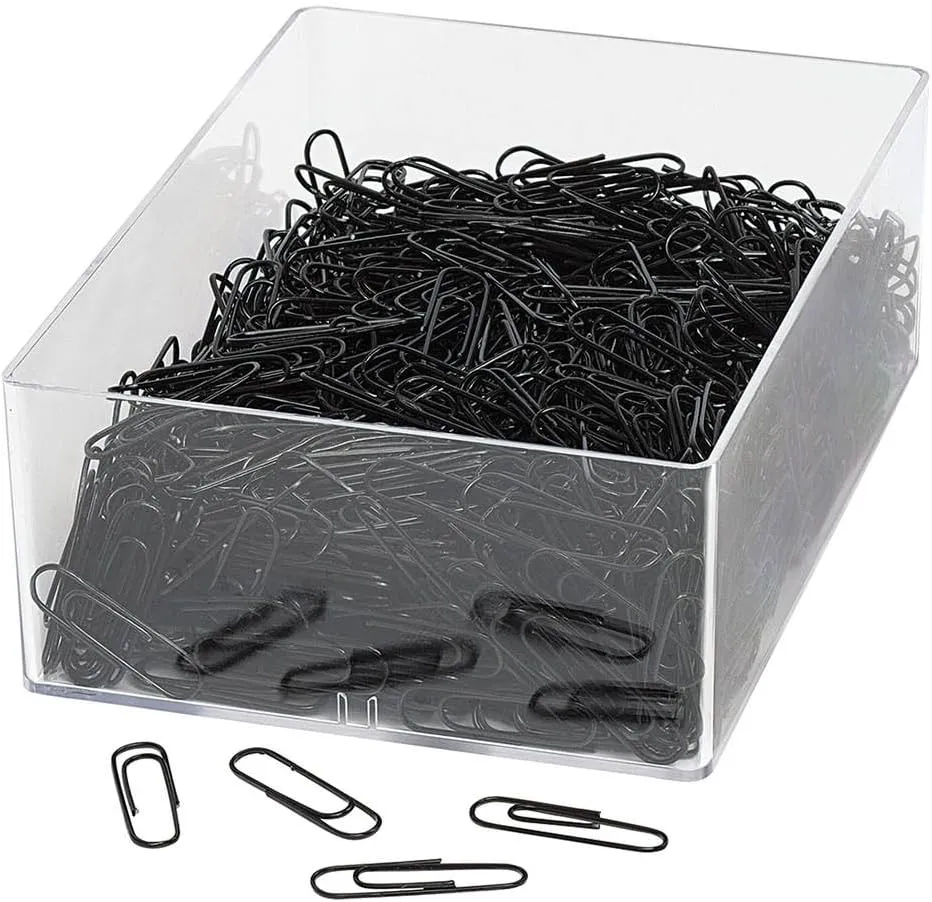 Bild von Wedo 901244601 Büroklammern aus Metall, 27 mm, kunststoffummantelt, 1000 Stück in Klarsichtdose, schwarz