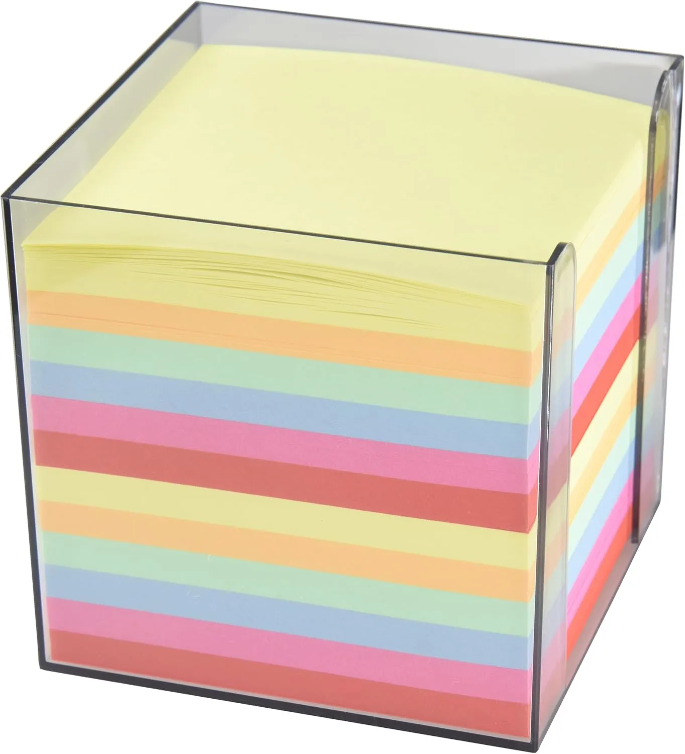 Bild von Wedo Zettelbox aus Kunststoff mit rauchglas gefüllt, 9 x 9 cm, circa 700 Blatt in 6 Farben