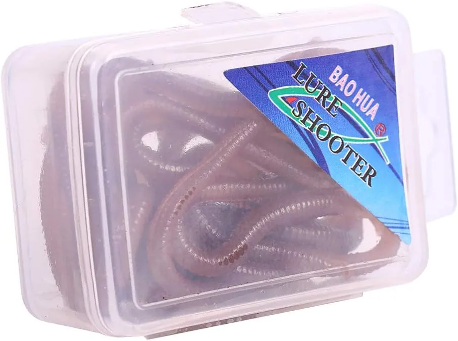 Bild von Weiche Simulationswürmer 17-18 Stück 10 cm mit fischartigem Geruch und Aufbewahrungskasten für Angler