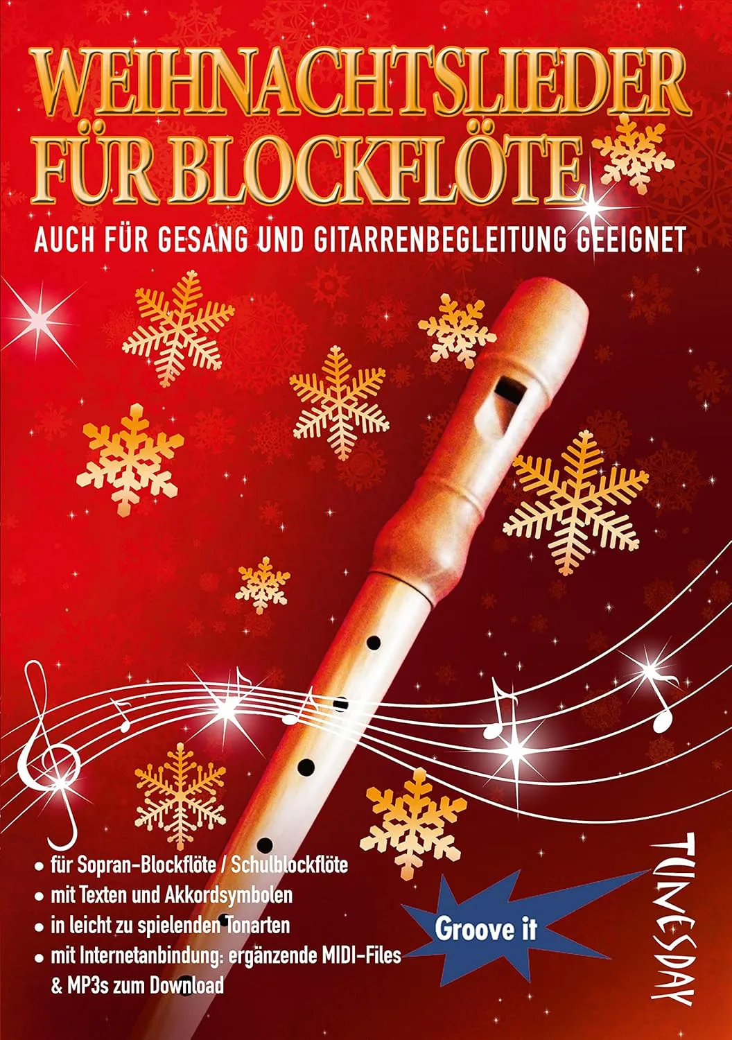 Bild von Weihnachtslieder für Blockflöte mit Liedtexten und Akkordsymbolen inklusive MP3 und MIDI Download