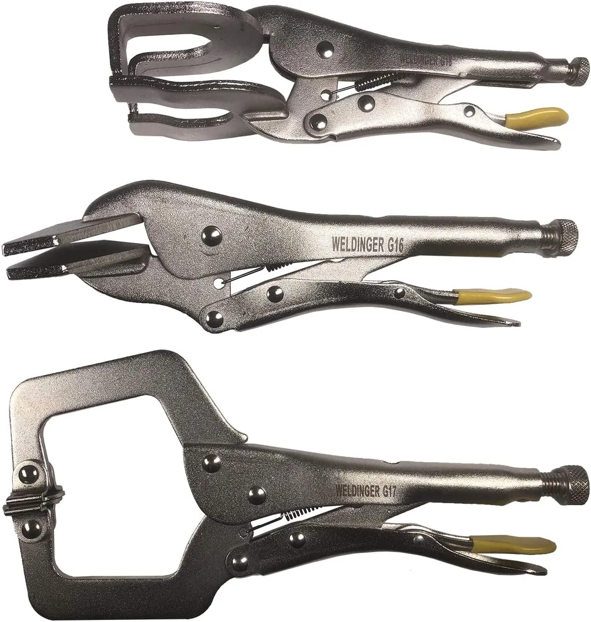 Bild von WELDINGER Gripzangenset mit 3 Teilen, inklusive Breitmaulzange, C-Grip-Zange und 2-Punkt-Zange
