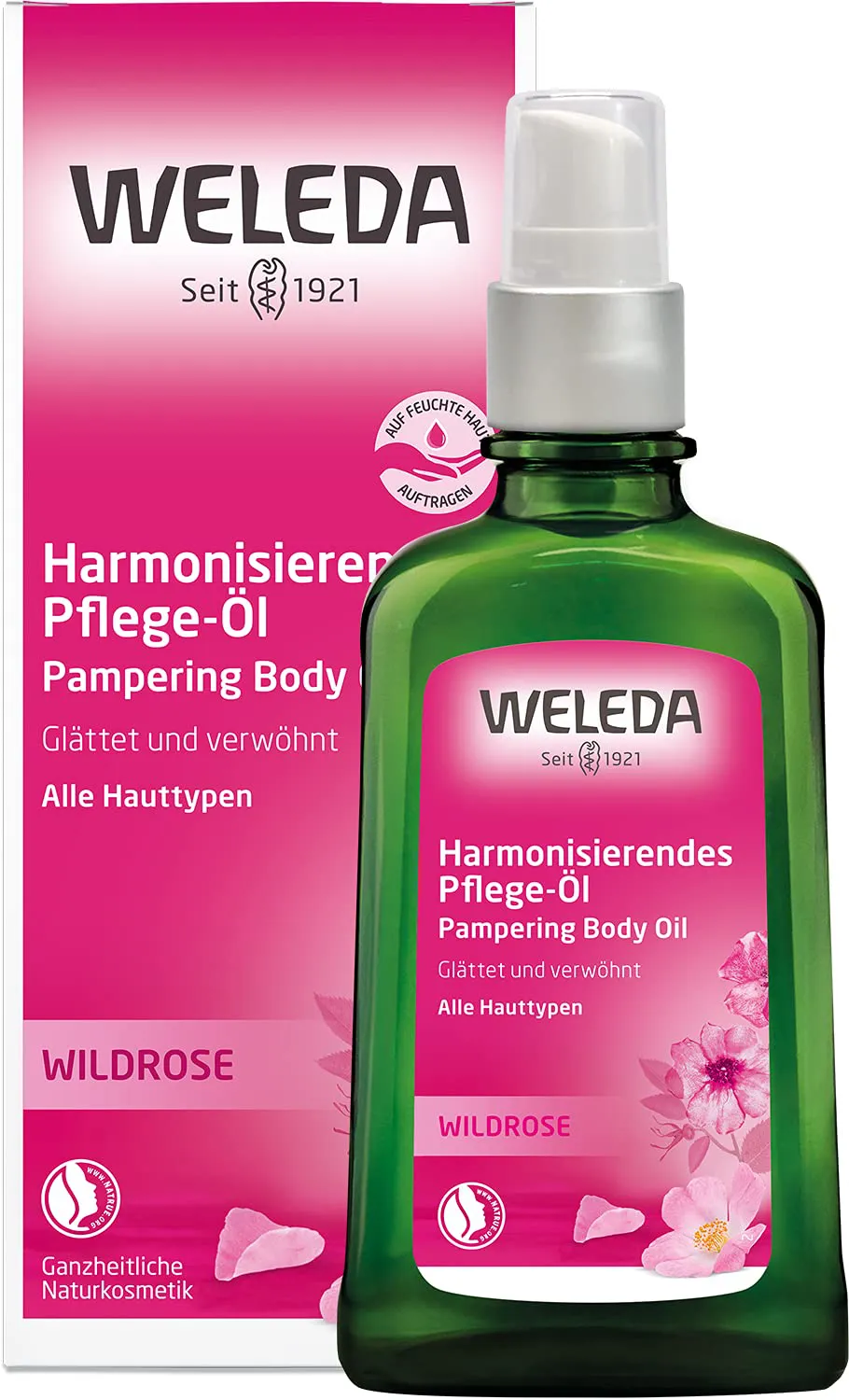 Bild von WELEDA Bio Wildrose Körperöl mit Jojoba- und Mandelöl zur Pflege trockener Haut, 100 ml, vegan