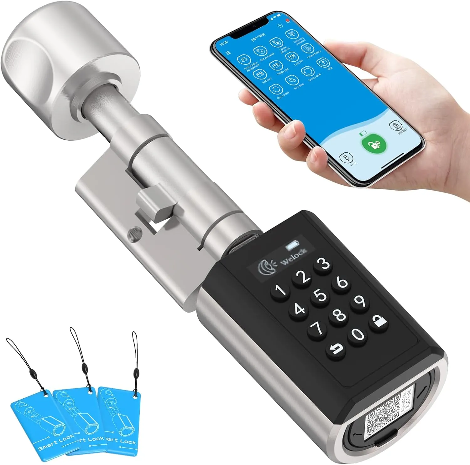 Bild von WELOCK PCB51 Elektronisches Türschloss mit Passwort, App und RFID-Karten, wasserdicht für Türen von 30 bis 70 mm