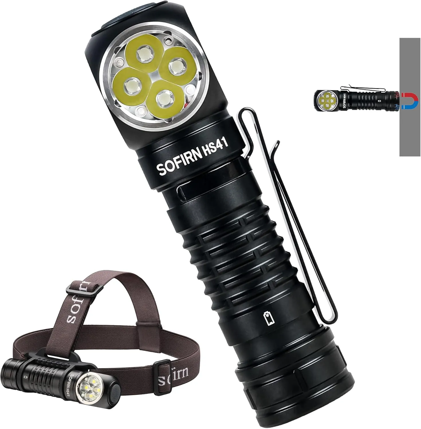 Bild von Weneasker HS41 Stirnlampe mit 4000 Lumen, 325 Meter Leuchtweite und 9 Modi, wiederaufladbar über USB-C, ideal zum Laufen, Joggen, Angeln und Campen