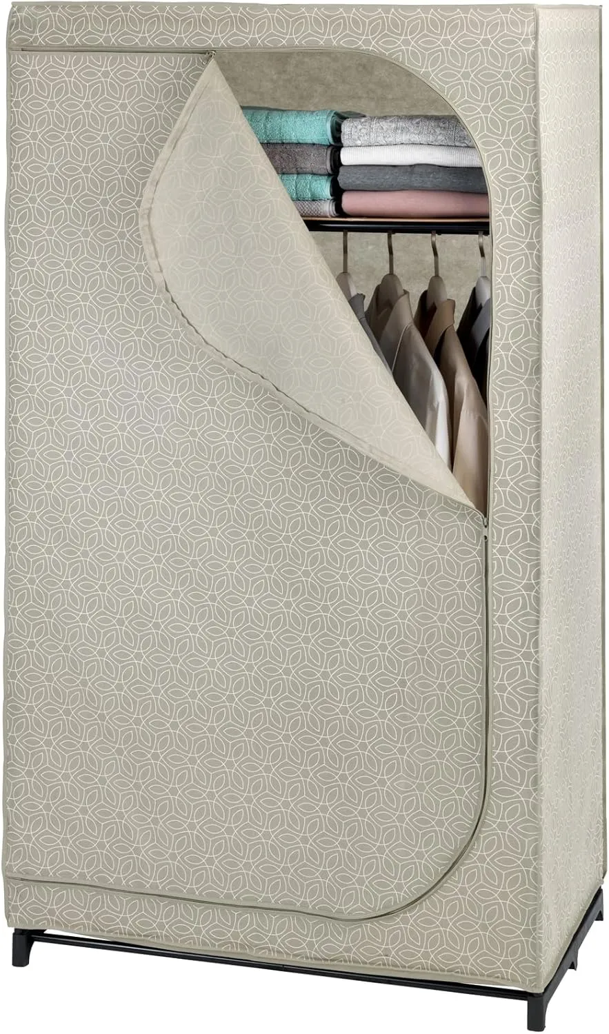 Bild von WENKO Balance Kleiderschrank mit Ablage und Kleiderstange, atmungsaktives Vlies-Material, 90x160x50 cm, Taupe