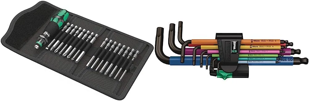Bild von Wera Kraftform Kompakt 60 Set mit 17 Teilen und Wera Multicolour Winkelschlüsselsatz mit 9 metrischen Teilen