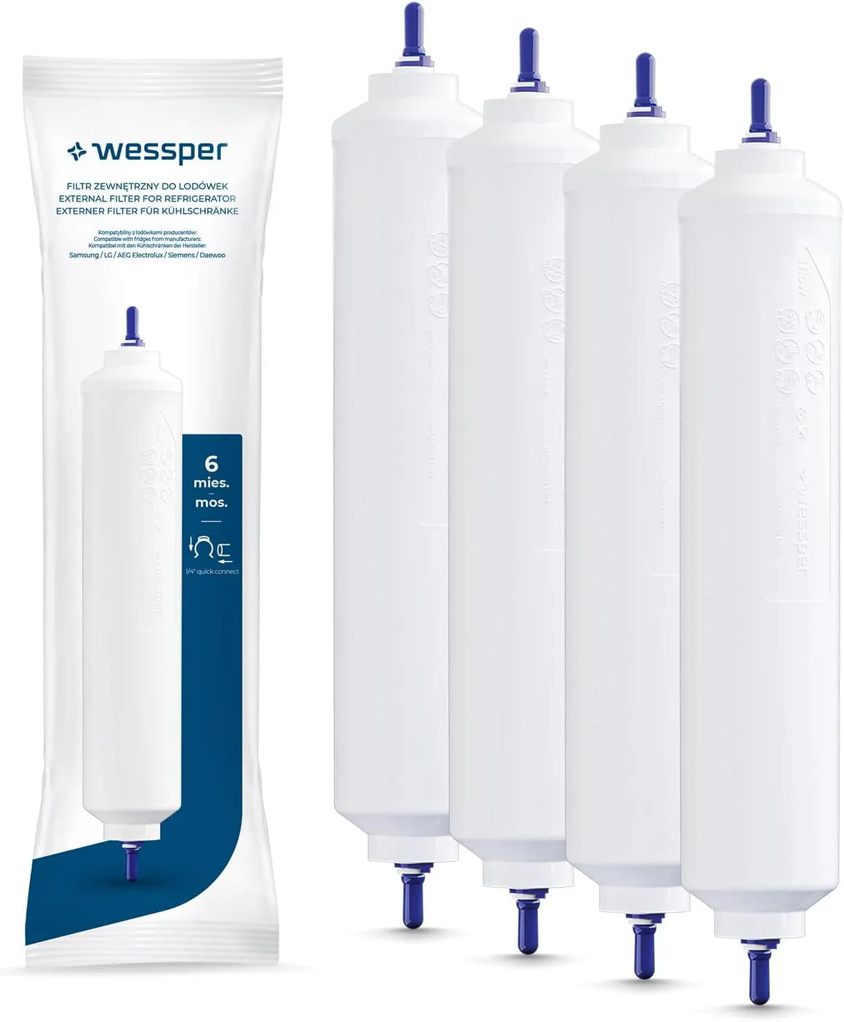 Bild von Wessper Wasserfilter Ersatz für Samsung, LG, AEG, Haier und Whirlpool, 4 Stück