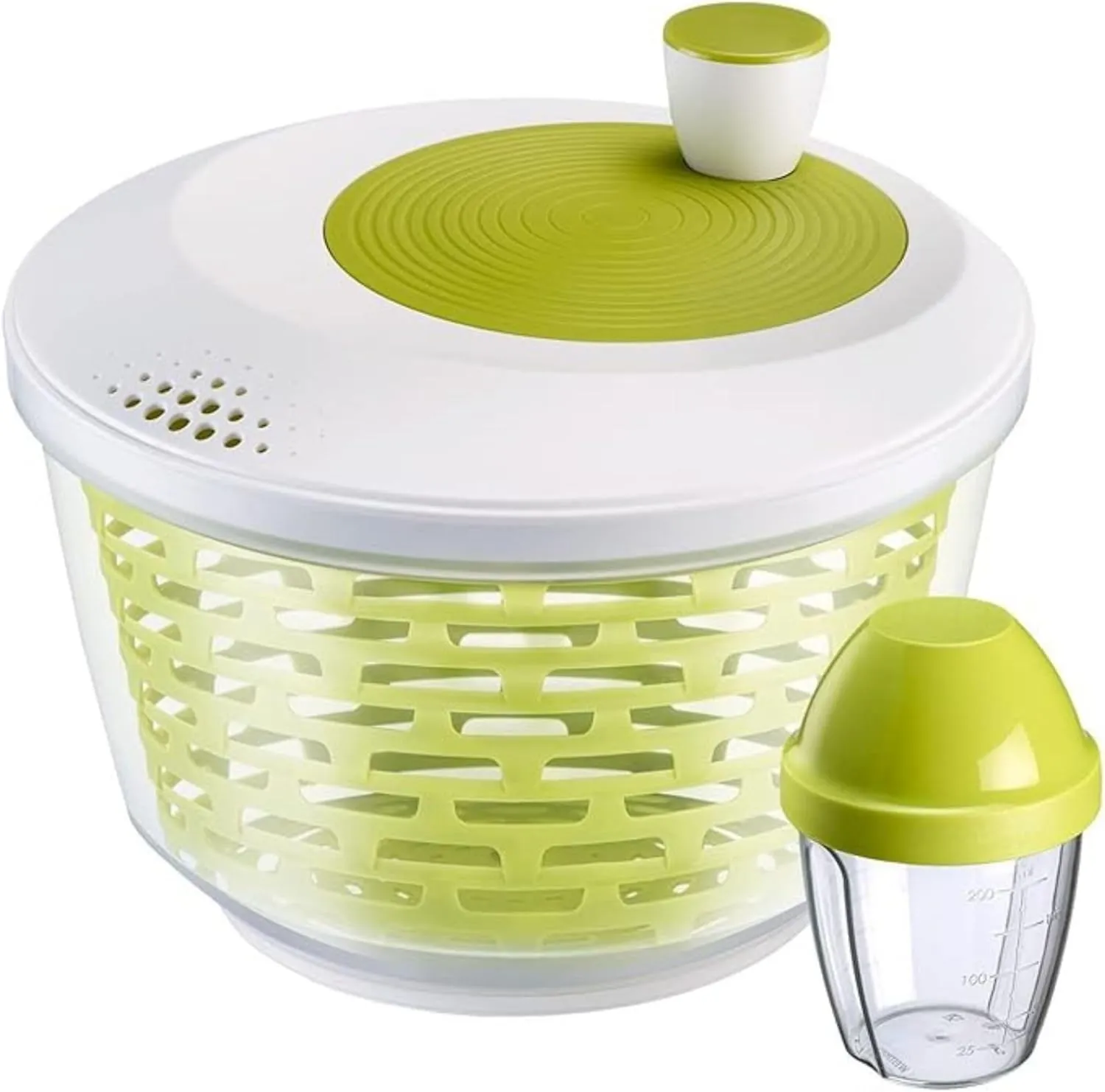 Bild von Westmark Salat-Set mit 4,4 Liter Salatschleuder und 0,25 Liter Schüttelbecher, BPA-frei, transparent mit weißen und grünen Akzenten, Artikelnummer 243022E7