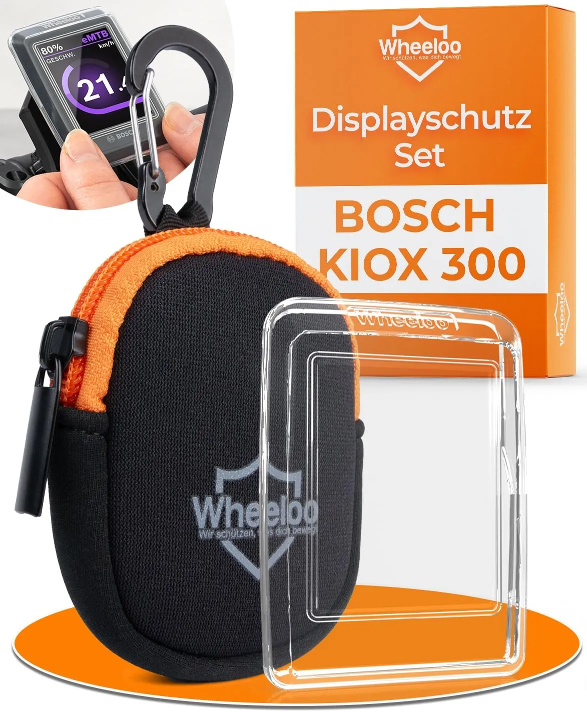 Bild von Wheeloo Bosch Kiox 300 Displayschutz Set für E-Bike mit transparenter und wasserabweisender Schutzhülle