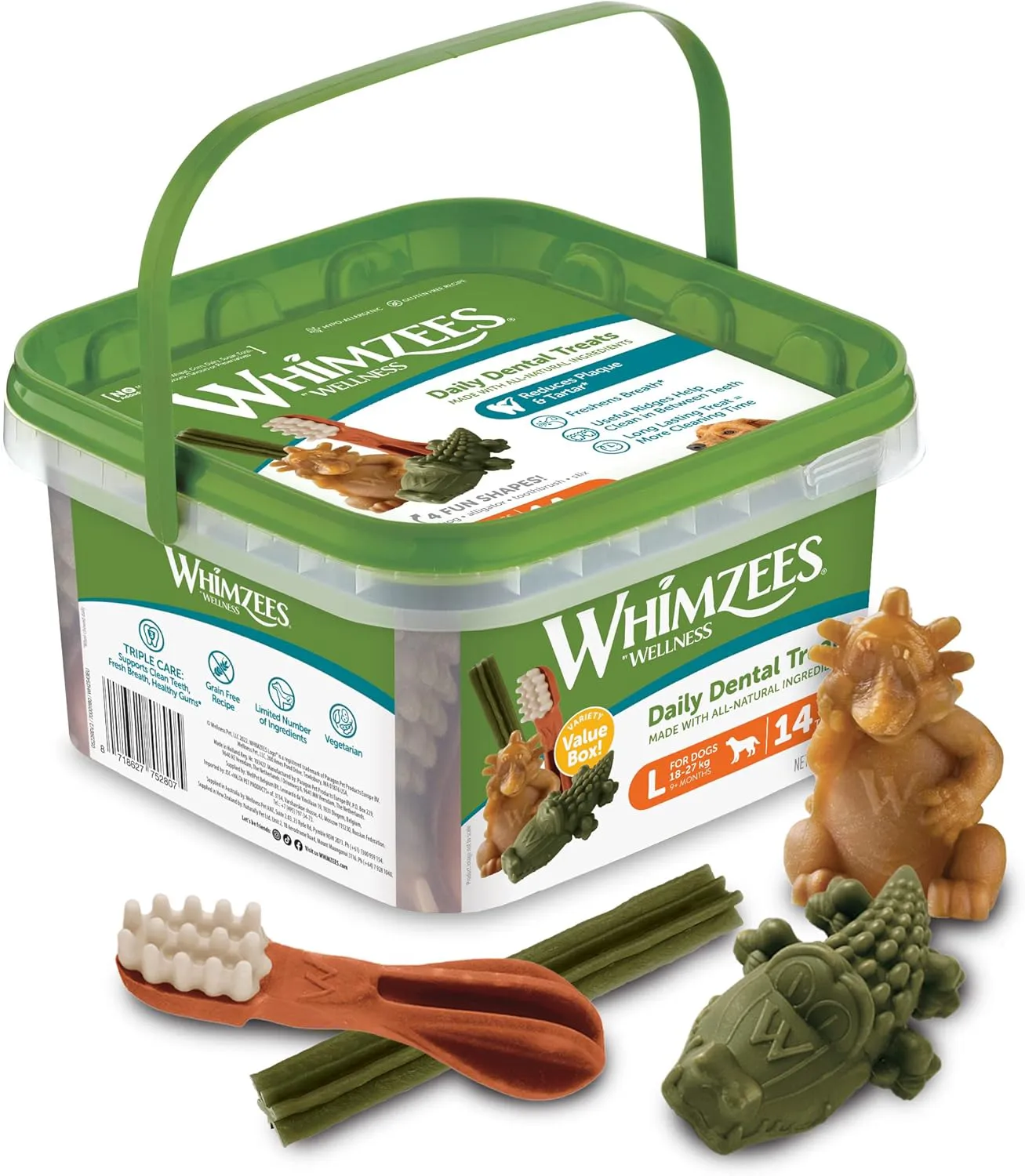 Bild von WHIMZEES Vielfaltsbox mit 14 Kaustangen für große Hunde, getreidefrei und ohne Zuckerzusatz