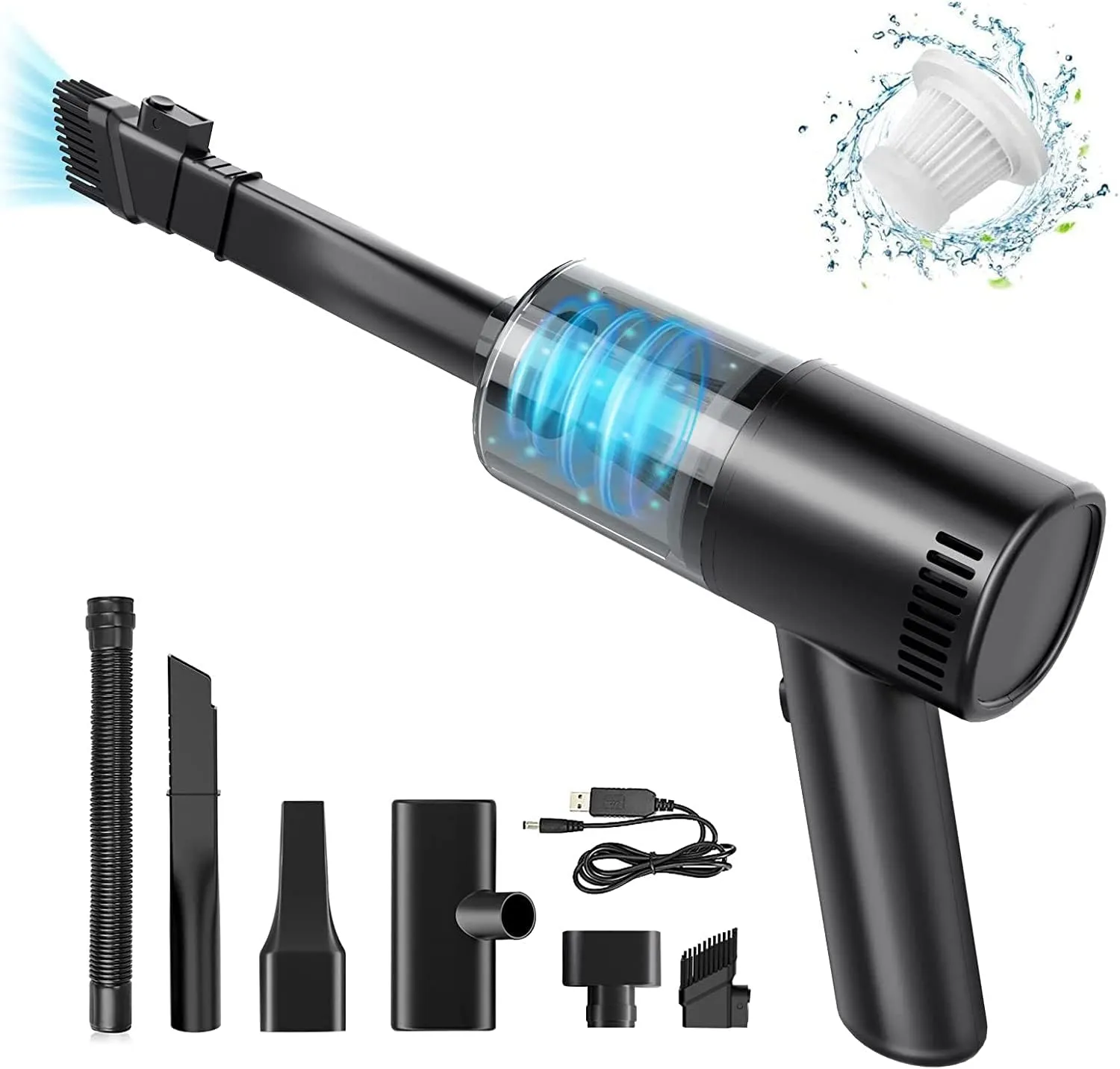 Bild von WHJC Akku Handstaubsauger mit 9000Pa Saugkraft und 4000mAh, tragbar und leicht, für Nass- und Trockeneinsatz, ideal für Auto und Zuhause