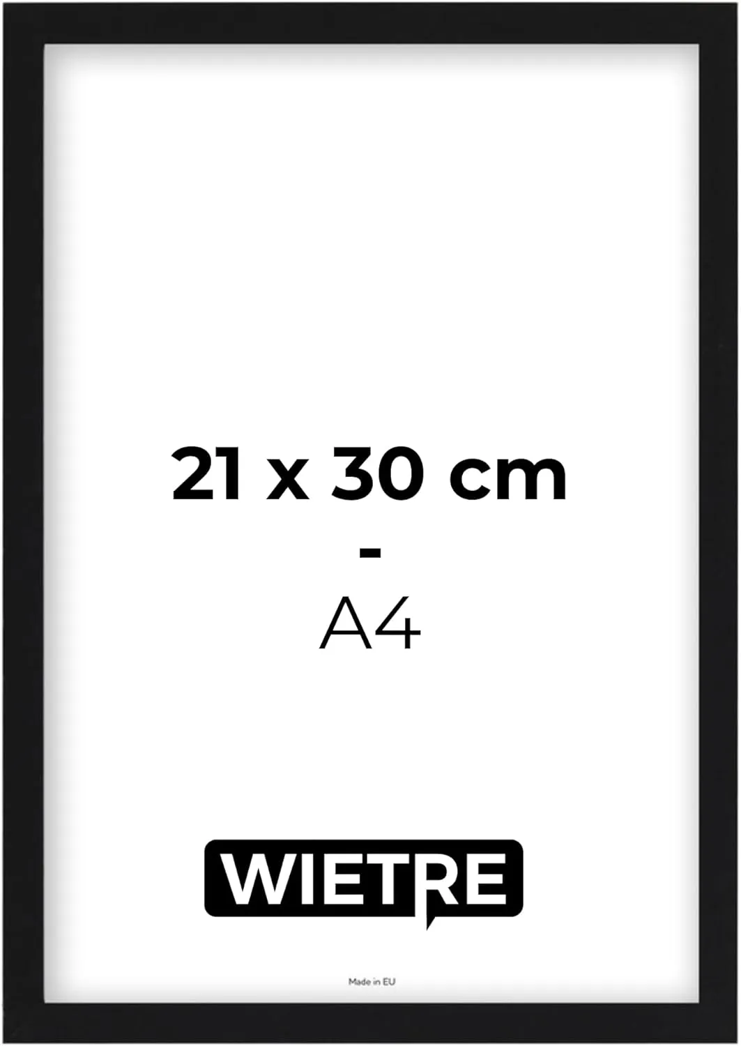 Bild von WIETRE A4 Bilderrahmen in Schwarz aus MDF mit bruchsicherem Acrylglas zum Aufhängen und Aufstellen für Fotos und Poster