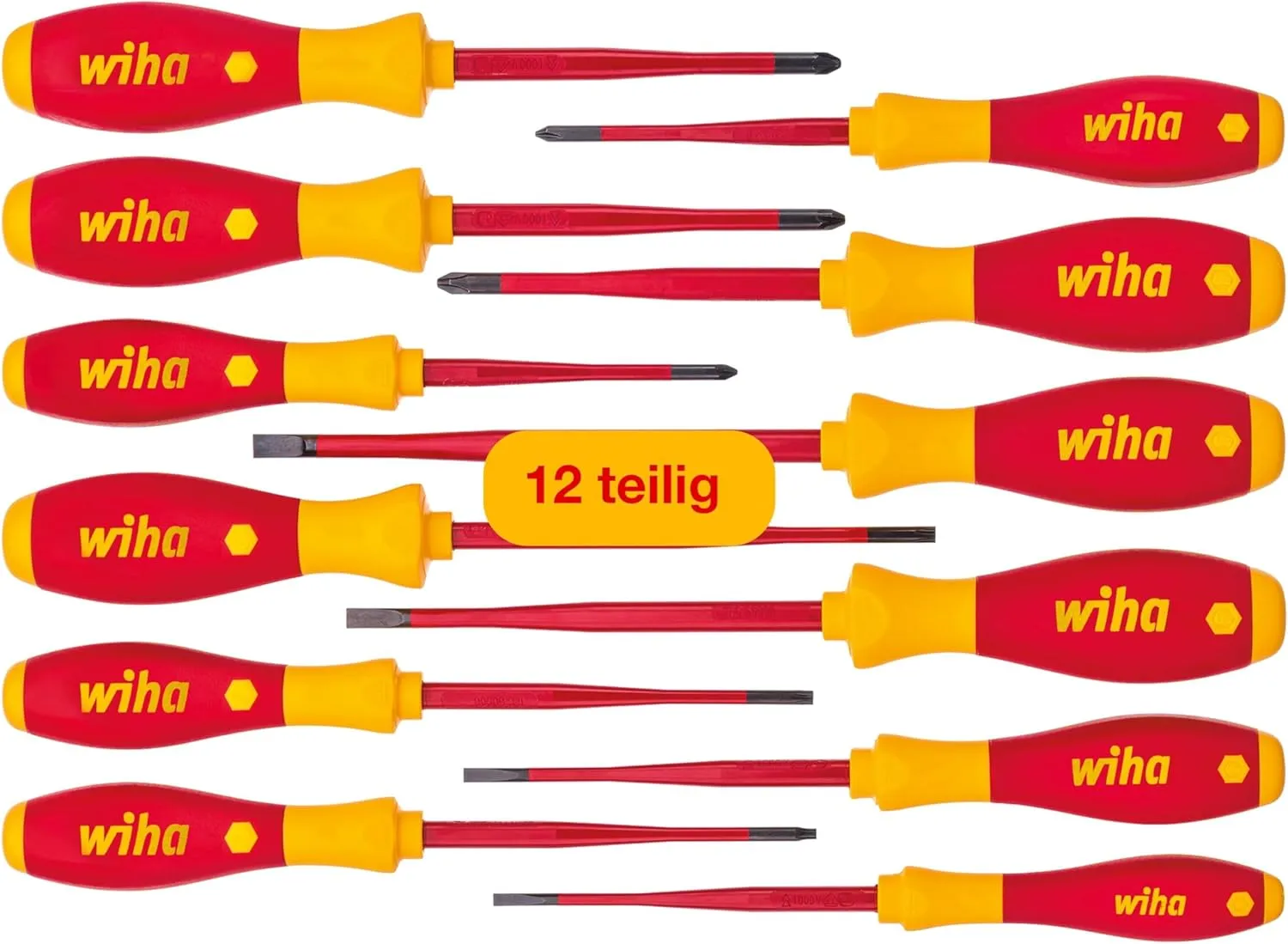 Bild von Wiha 41003 Schraubendreher Set mit 12 Teilen, VDE geprüft und isoliert bis 1000 Volt, geeignet für Elektriker
